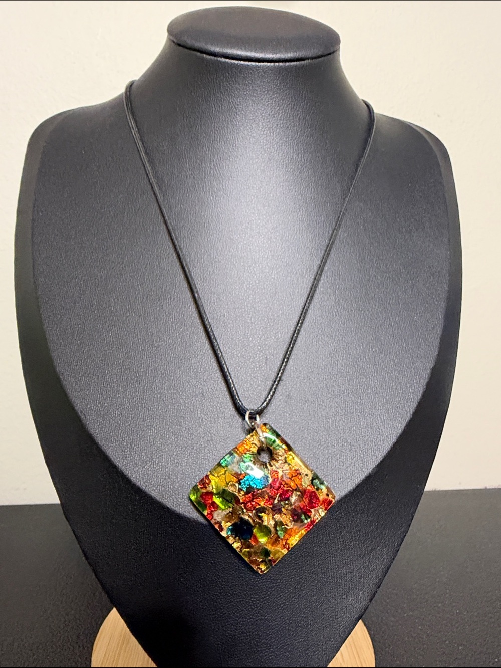 Multicolor Mosaic Murano Glass Pendant Necklace - Women Jewelry